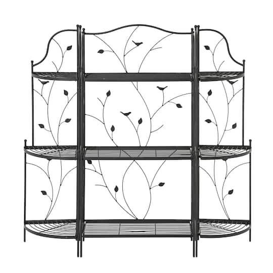 Glitzhome® 3-Tiered Metal Corner Shelf Planter Stand